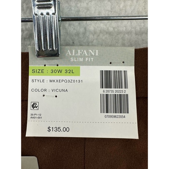 Alfani, Men's Slim-Fit Solid Suit Pants, Vicuna Brown, 30Wx32L MSRP $135 - Picture 9 of 10